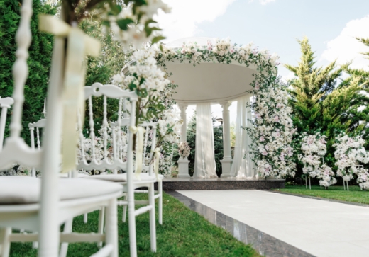 Services - Wedding event rental setup in Pittsburgh with ceremony chairs and decor